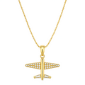 Wanderlust Airplane Crystal Pendant Necklace – 18K Gold Plated Anti-Tarnish Travel Charm