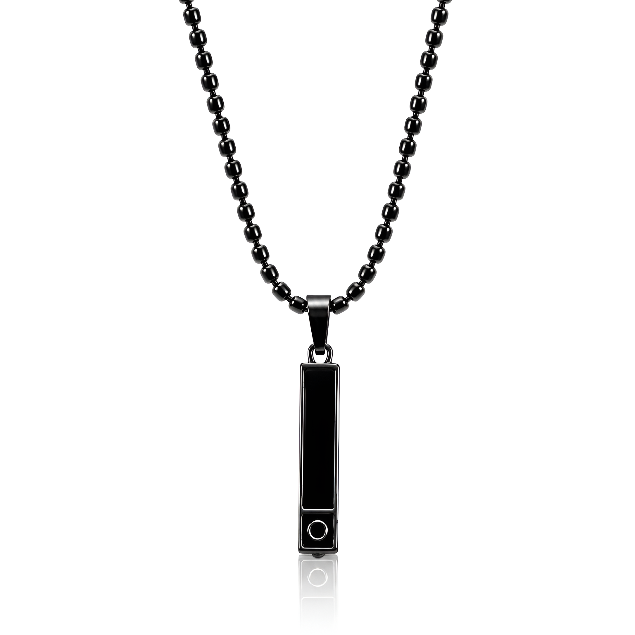 Men's Black Bar Pendant Necklace – Stainless Steel Minimalist Chain