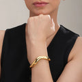 Liquid Gold Wavy Hinged Bangle | Sculptural Molten Metal Statement Bracelet