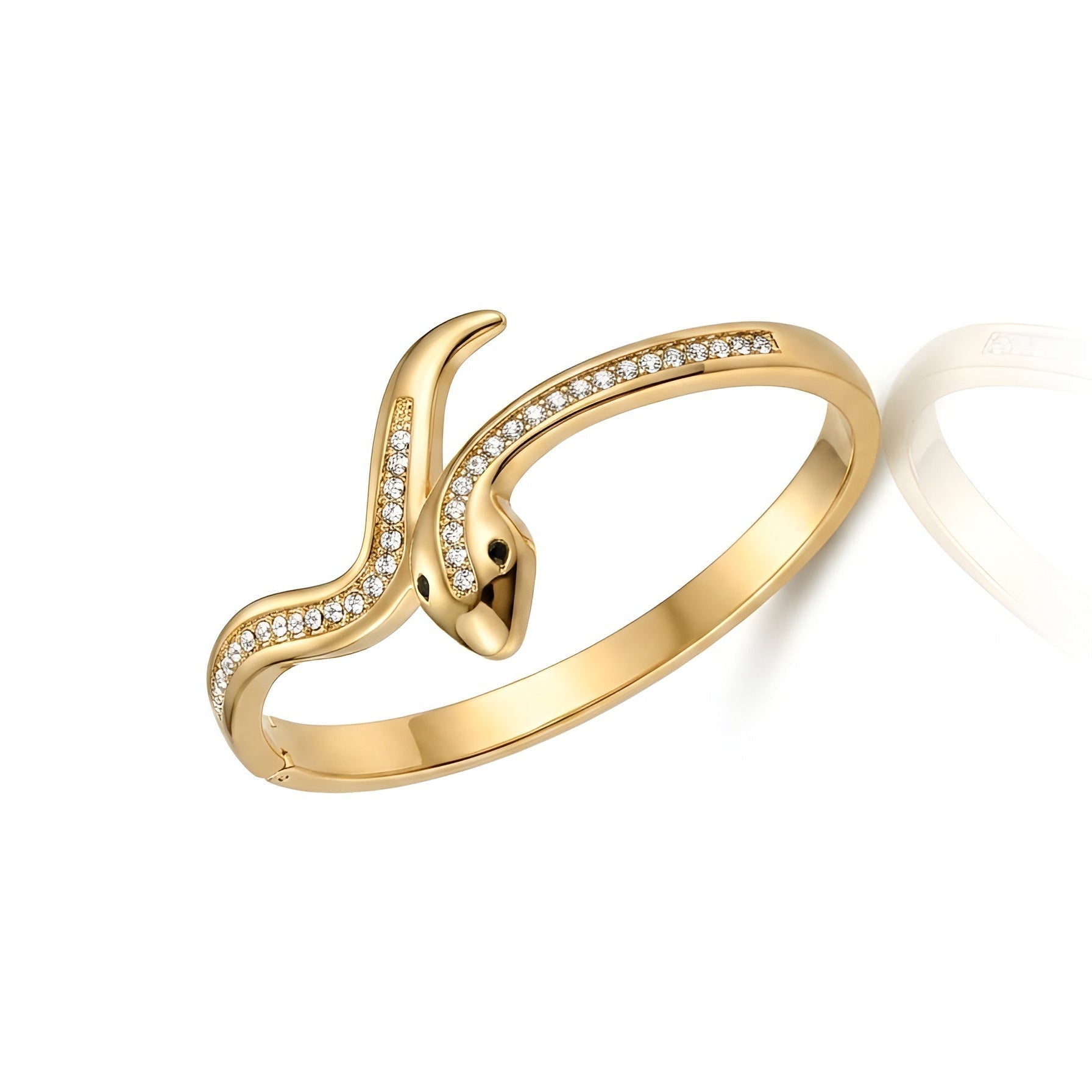 Luxury Gold Snake Bracelet with Crystal Accents | Serpent Wrap Bangle Bracelet for Women