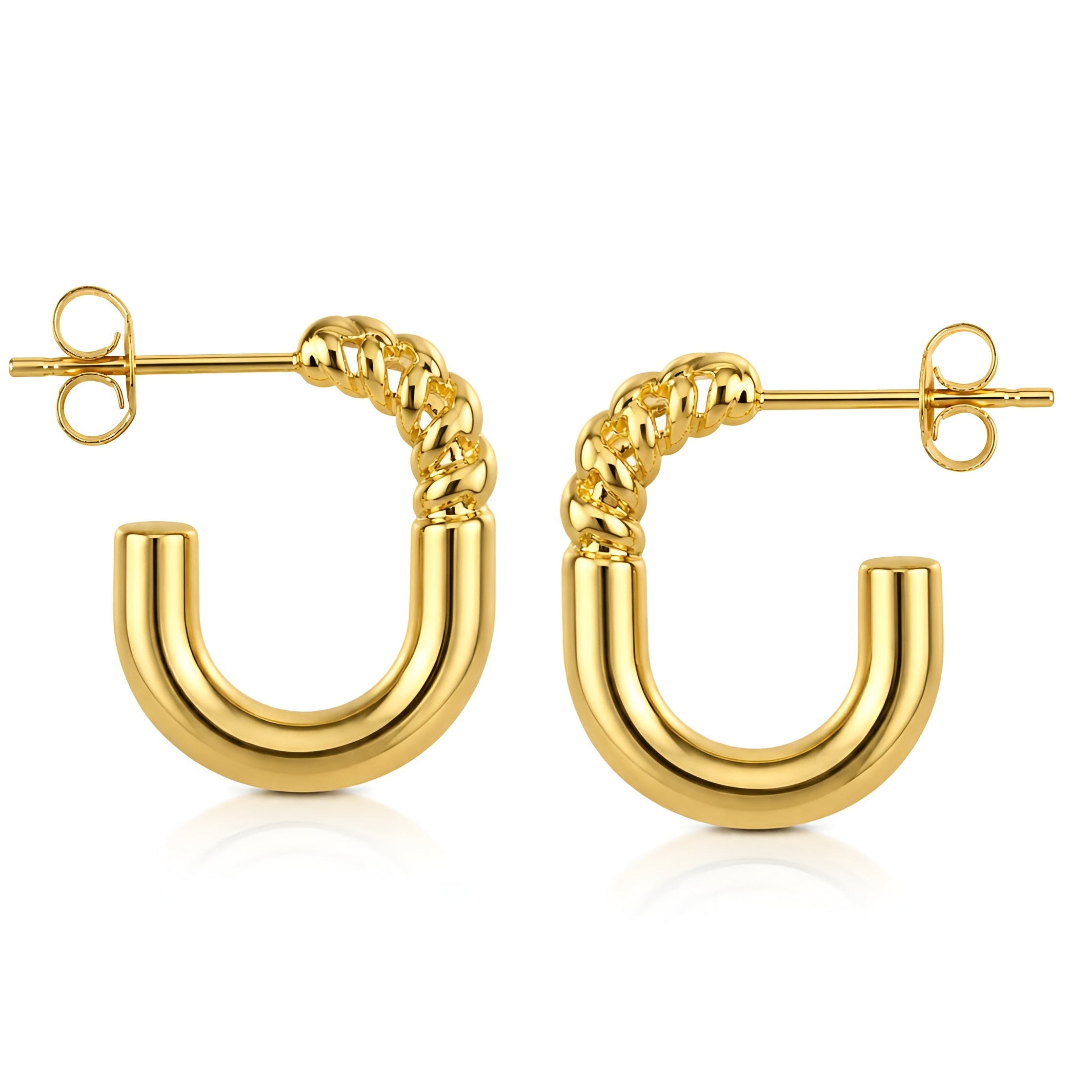 Twisted Chunky U Hoop Earrings – Modern Elegance with a Bold Twist