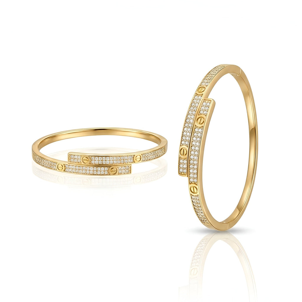 Luxury Gold Crystal Bangle Bracelet for Women | Waterproof Anti Tarnish | Stainless Steel Kada | Premium Designer Bracelet
