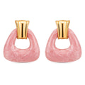 Pink Resin Geometric Statement Earrings for Women | Trendy Gold-Tone Fashion Earrings