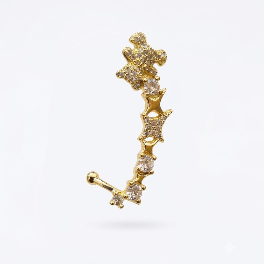 Premium Gold Ear Cuff for Women | Crystal Star Design | Waterproof
