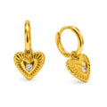 Gold Heart Charm Hoop Earrings for Women | Crystal Heart Drop Earrings