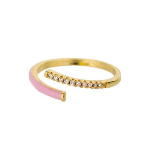 Pink Enamel Adjustable Ring for Women | Anti Tarnish Gold Ring