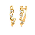 Gold Plated CZ Leaf Drop Earrings | Elegant Women's Jewelry