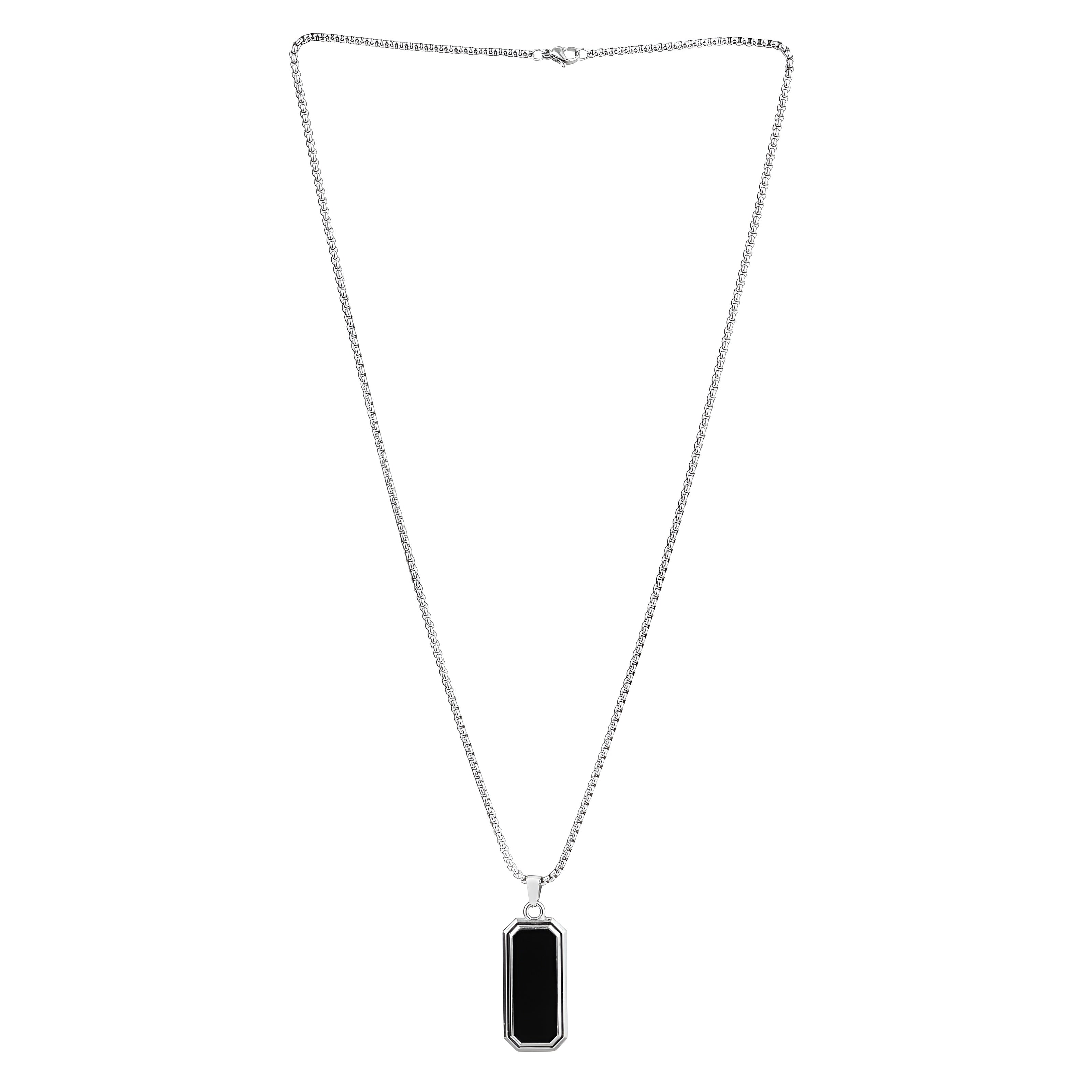 Men's Black Onyx Pendant Necklace | Anti-Tarnish Stainless Steel Chain