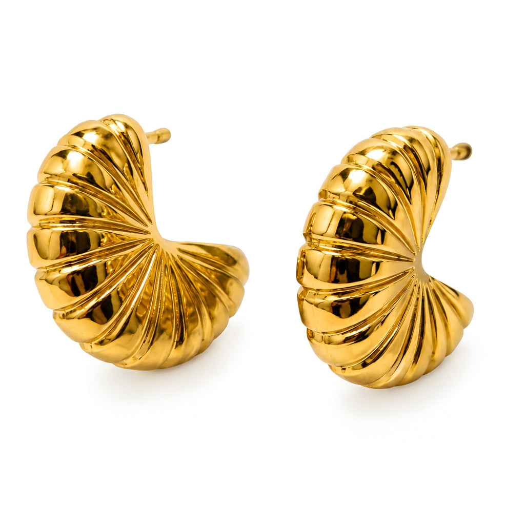 Chunky Shell Stud Earrings for Women | Anti Tarnish Waterproof | Stainless Steel Statement Earrings