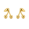 Cherry Stud Earrings for Women | Anti Tarnish Waterproof 18K Gold PVD Plated Stainless Steel Cute Minimal Earrings