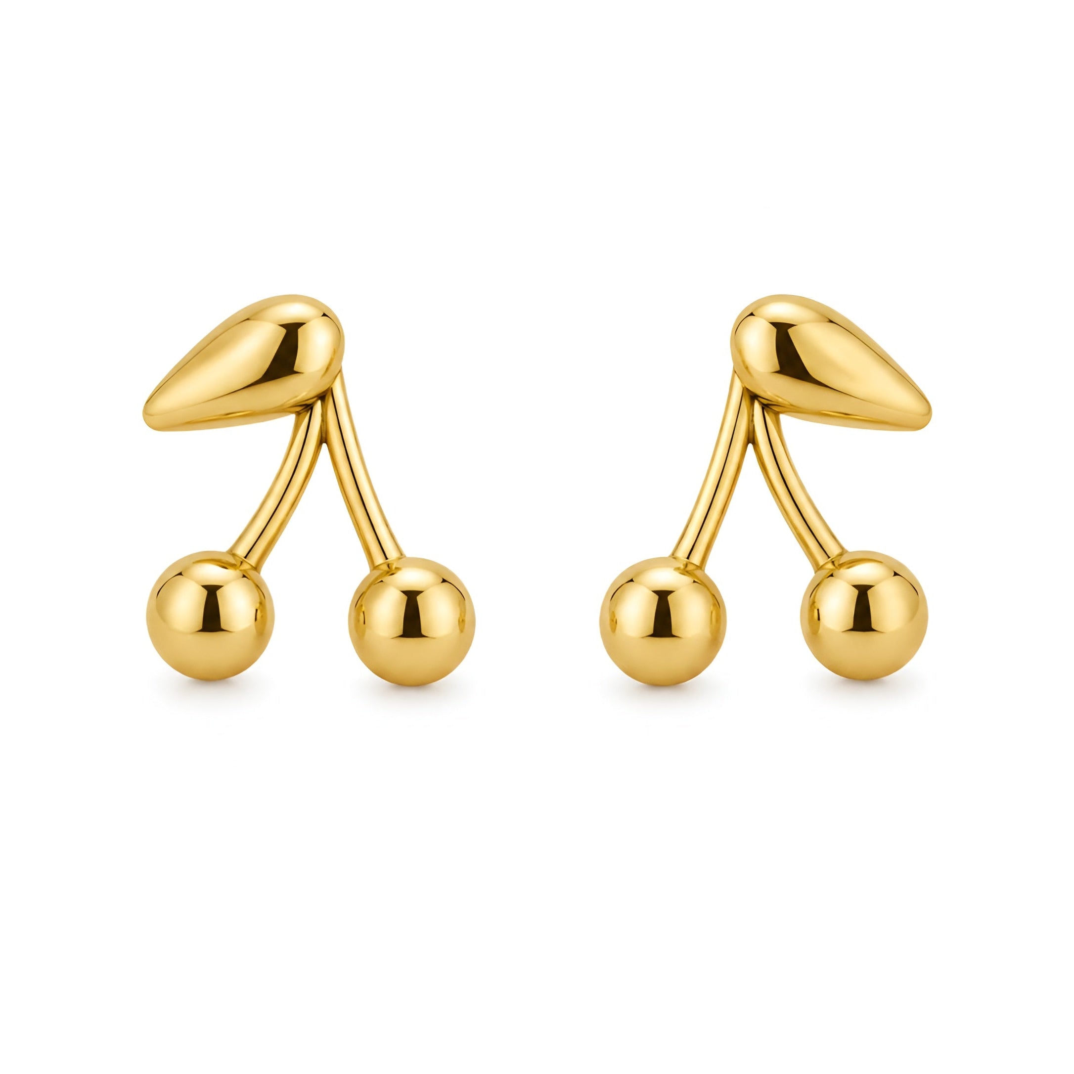 Cherry Stud Earrings for Women | Anti Tarnish Waterproof 18K Gold PVD Plated Stainless Steel Cute Minimal Earrings