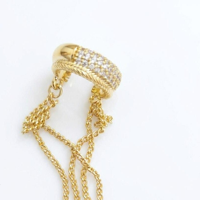 Crystal Chain Ear Cuff for Women | Premium Anti Tarnish Ear Jewelry