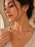 Elysia Multicolor Baguette Stone Gold Necklace