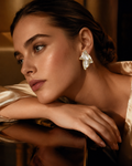Abstract Pearl Finish Gold Stud Earrings – Waterproof | Modern Minimal Statement Jewelry