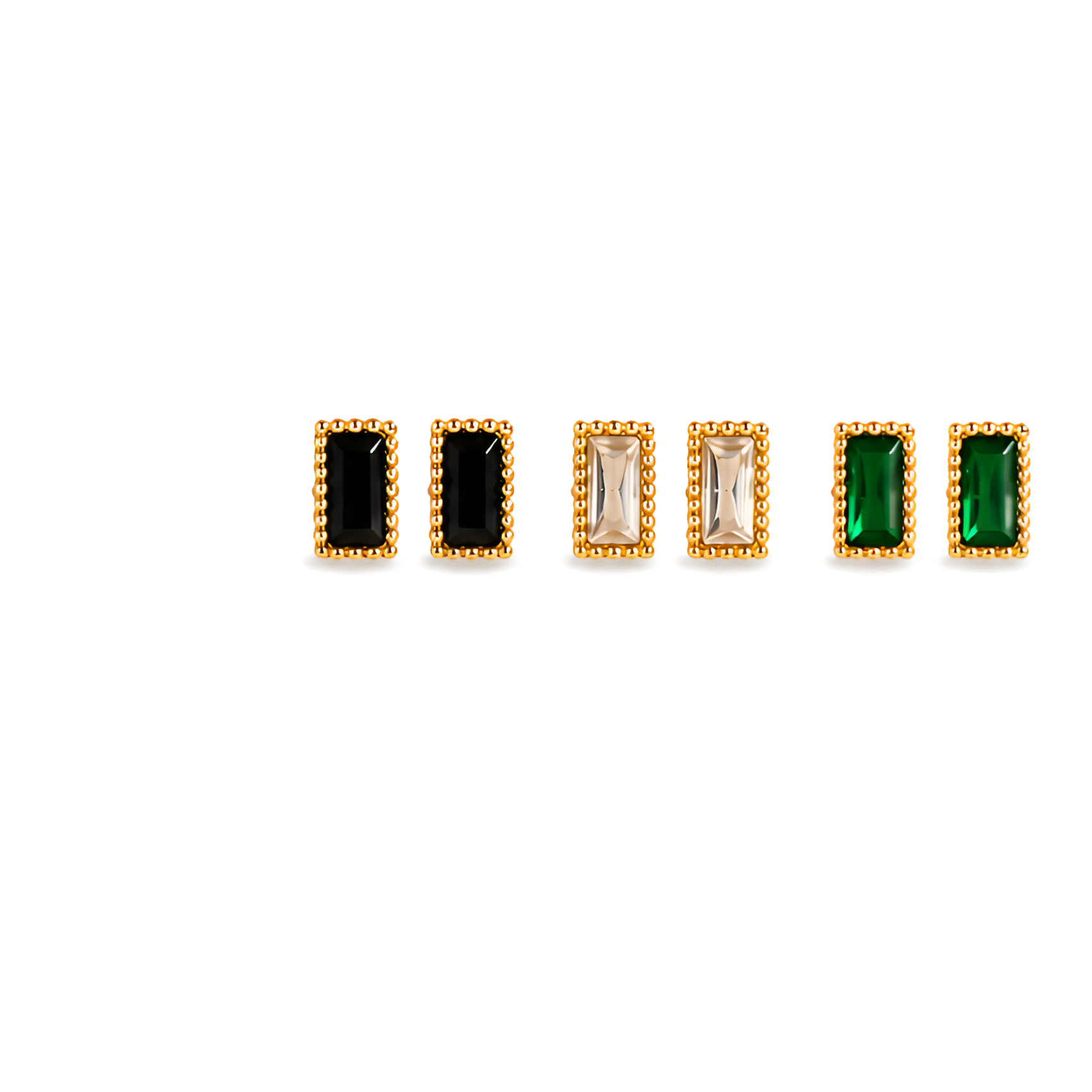 3-in-1 Luxe Rectangle Stud Earrings Set – Anti Tarnish Gold Plated