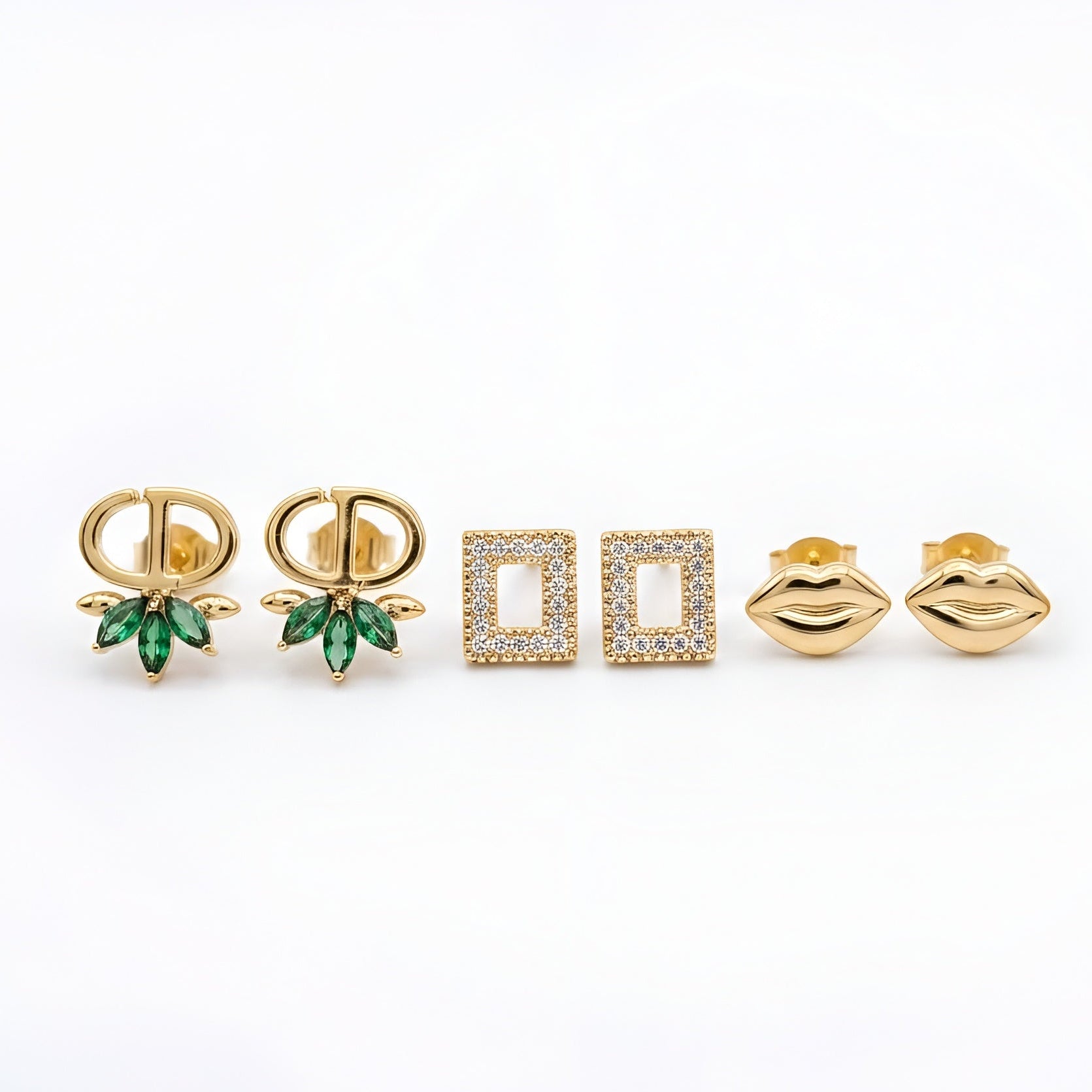Gold Plated Stud Earrings Combo Set for Women | Designer Earrings