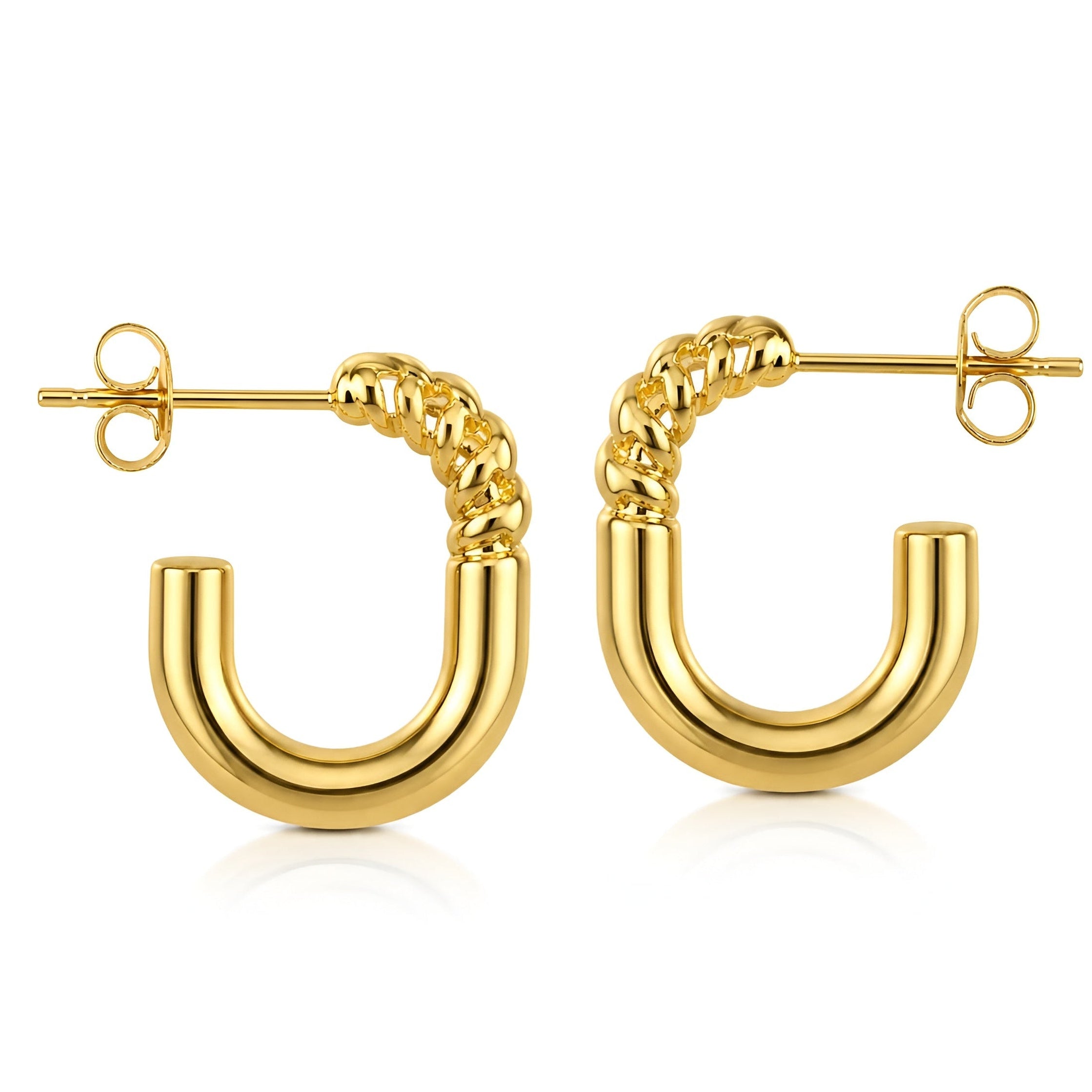 Twisted Chunky U Hoop Earrings – Modern Elegance with a Bold Twist