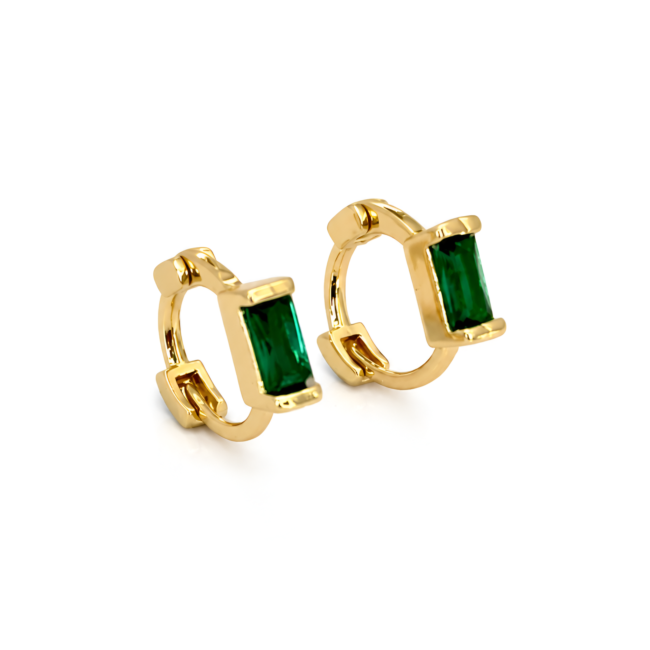 Emerald Green Huggie Hoop Earrings – Timeless Elegance with a Pop of Color