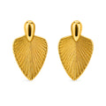 Gold Leaf Statement Earrings for Women | Textured Leaf Drop Earrings