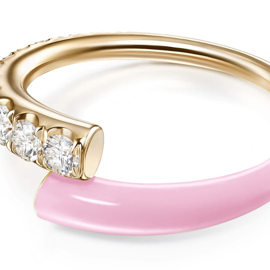 Pink Enamel Adjustable Ring for Women | Anti Tarnish Gold Ring