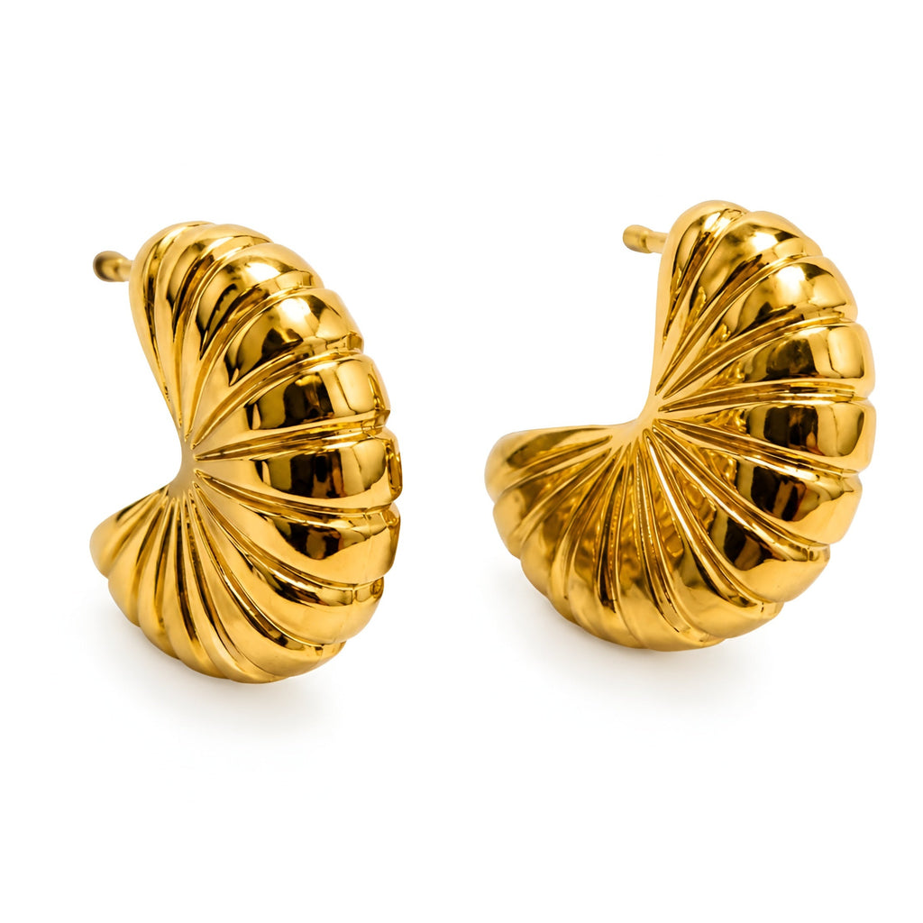 Chunky Shell Stud Earrings for Women | Anti Tarnish Waterproof | Stainless Steel Statement Earrings