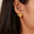 Molten Heart Gold Stud Earrings – Anti-Tarnish Jewelry